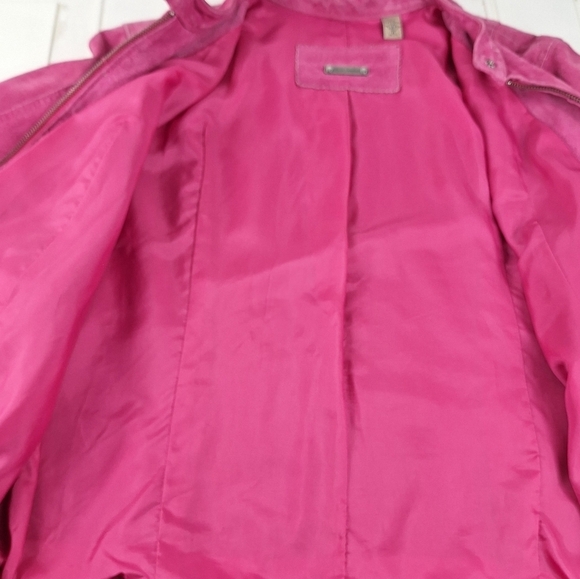 INC International Concepts Suede Pink XL Womens Jacket Silver Colored Zippers - Picture 16 of 16